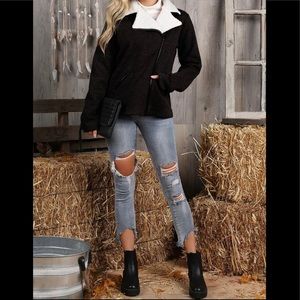 Plus size Black casual rider jacket.